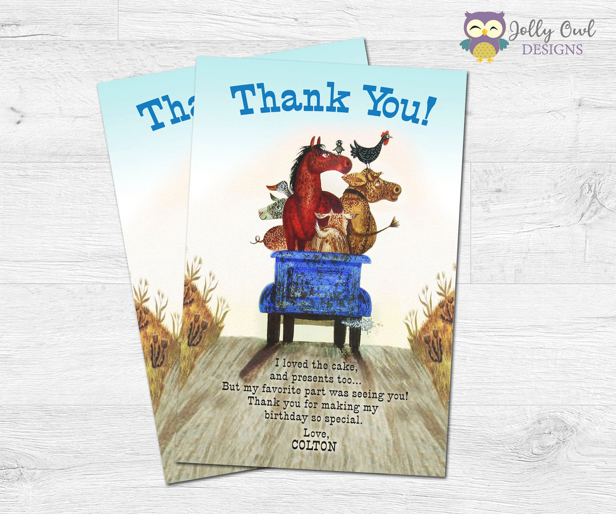 Little Blue Truck Thank You Card – Jolly Owl Designs