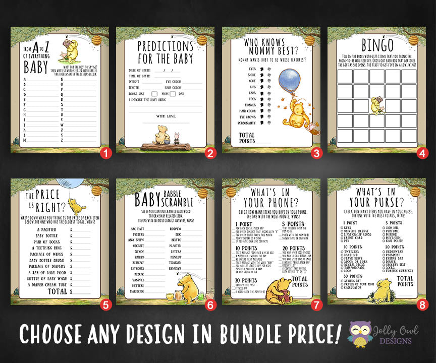 15 Winnie The Pooh Baby Shower Games - Baby Shower Game Bundle - Insta –  BrooklynPaperieCo