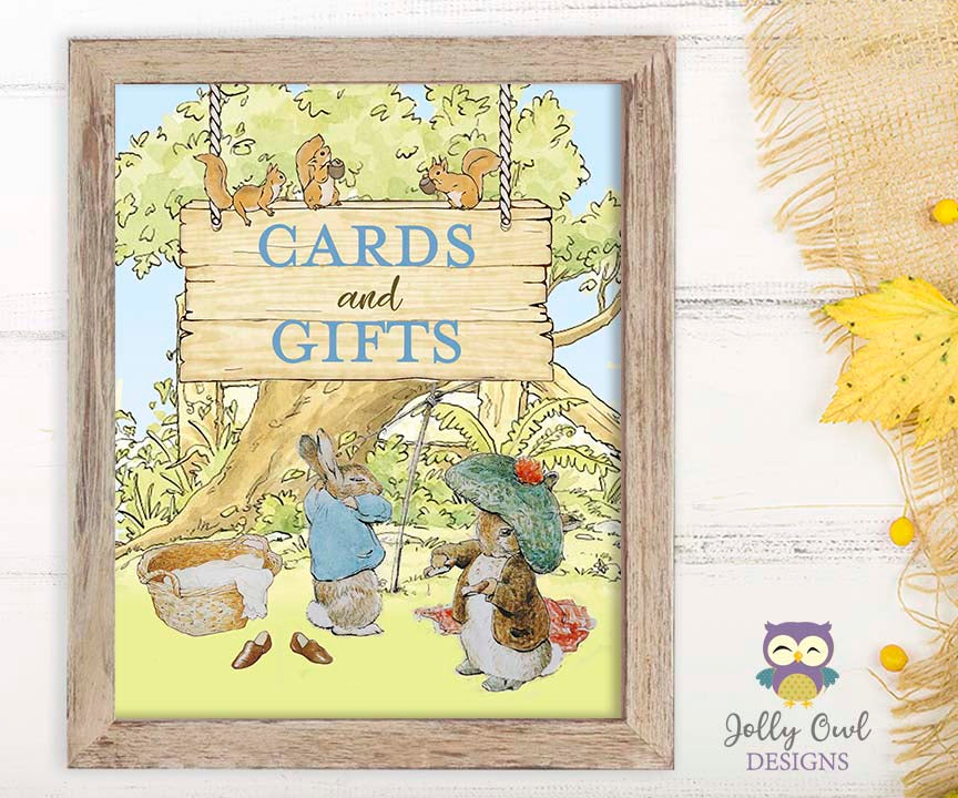 Cards and Gifts Sign Peter Rabbit Birthday Sign Peter Rabbit Party