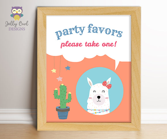 Llama Birthday Party Signs - Party Favors