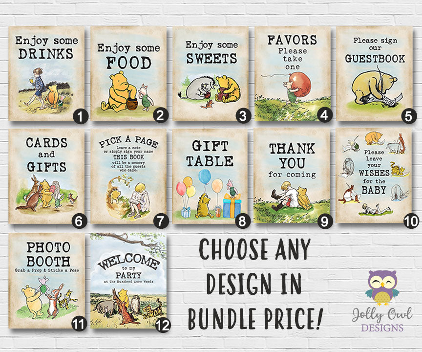 Winnie The Pooh Baby Shower Games Bundle Set – Jolly Owl Designs