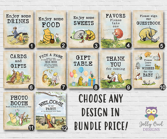Winnie The Pooh Party Signs Bundle
