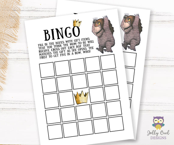 Where The Wild Things Are Baby Shower Game Card - BINGO