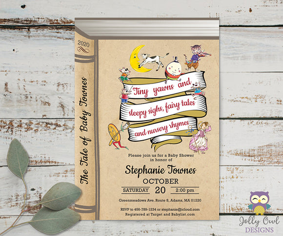 Nursery Rhyme Book Baby Shower Invitation - Digital Printable