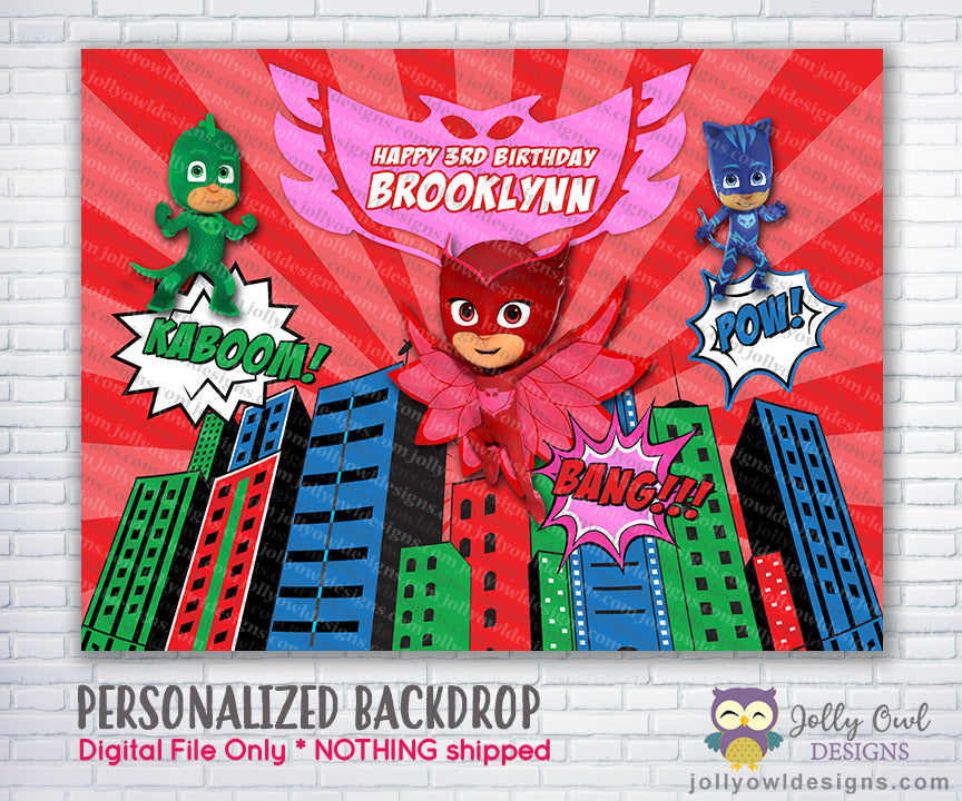 PJ Masks Owlette Birthday Backdrop – Jolly Designs