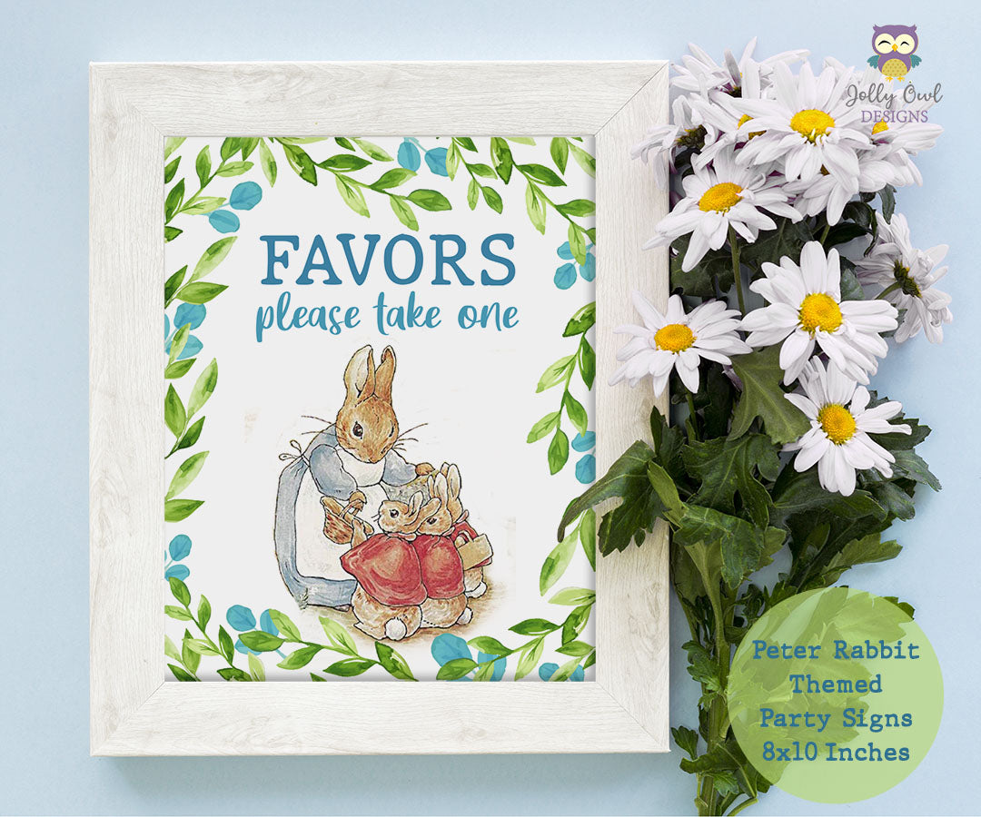 Peter Rabbit Theme Baby Shower Sign In Table and Favors - Daily