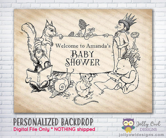 Storybook Themed Printable Backdrop for Baby Shower