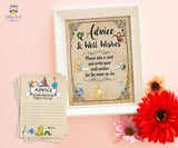 Story Book Themed Baby Shower - Advice and Well Wishes For The Mom-To-Be Sign and Card
