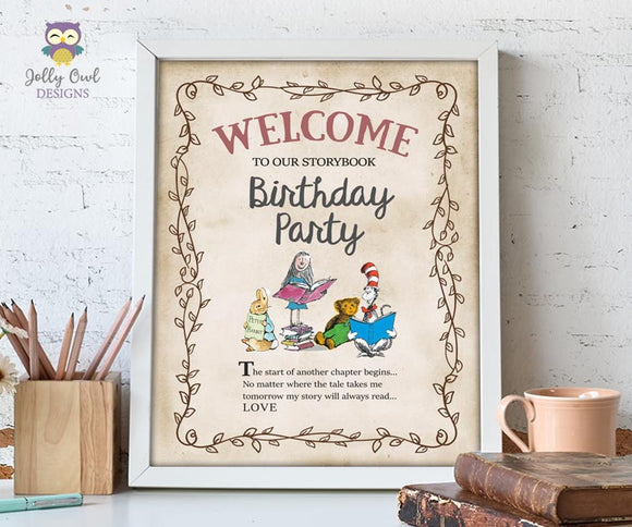 Storybook or Book Themed Welcome Sign for Birthday Party