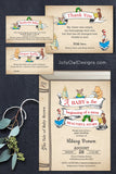 Storybook Baby Shower Invitation with Book Request, Diaper Raffle Insert and Thank You Card