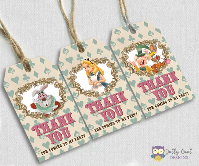 Summer-Ray 50pcs Alice in The Wonderland Theme Thank You Gift Tag Favor Tags