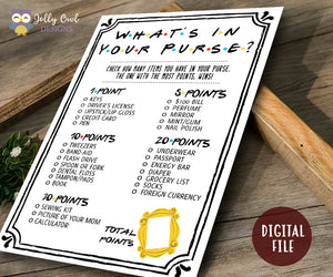Friends TV Show Baby Shower Game - What's In Your Purse?