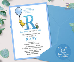 Classic Winnie The Pooh Birthday Invitation for a Boy