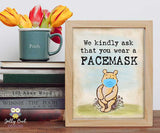 Winnie The Pooh Party Signs - Please Wear A Mask