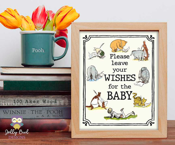Winnie The Pooh Baby Shower Signs - Wishes For The Baby Sign