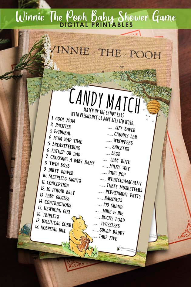 Winnie The Pooh Baby Shower Game - Candy Match – Jolly Owl Designs