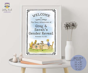 Classic Winnie The Pooh Gender Reveal Printable Welcome Sign