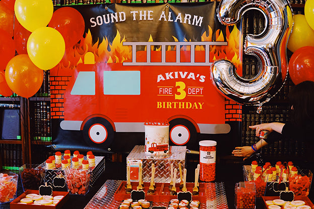 BLIPPI FIRE TRUCK PERSONALISED BIRTHDAY PARTY SUPPLIES BANNER BACKDROP  DECORATIO