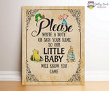 Book Themed Baby Shower Party Sign - Please Write A Note