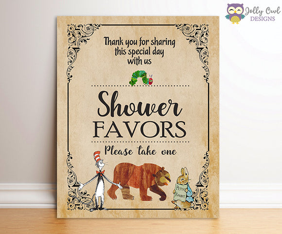 Book Themed Baby Shower Party Favor Sign