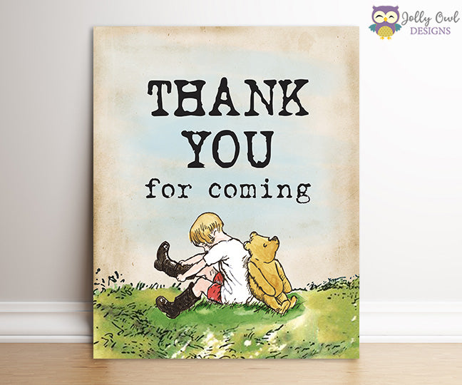 Winnie The Pooh Party Sign - Thank You For Coming – Jolly Owl Designs