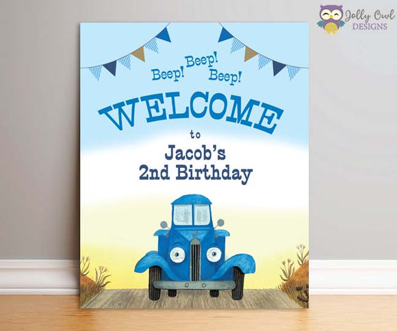 Little Blue Truck Birthday Party Signs - Personalized Welcome Sign