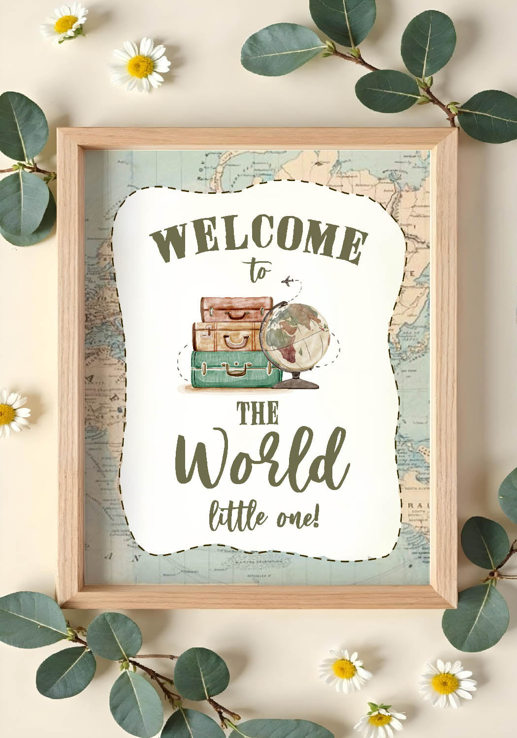 Welcome to The World Table Sign Printable Signage for Vintage Travel  Theme Baby Shower