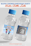 Blippi Themed Water Bottle Label for Birthday Party - Printable Digital File