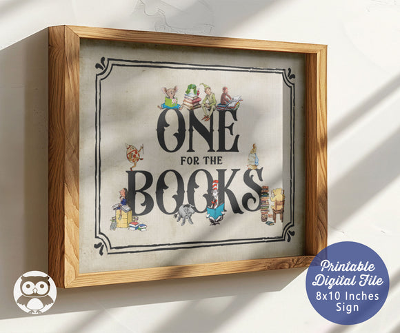 Classic Story Book Themed Baby Shower - Birthday Party Sign- One For The Books