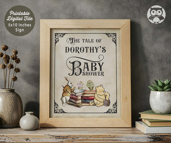 Classic Story Book Themed Baby Shower Party Sign-Personalized Welcome Sign