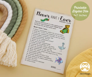 Classic Storybook Themed Baby Shower Game - Never Have I Ever - Pregnancy Edition