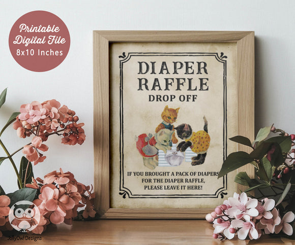 Classic Storybook Themed Baby Shower - Diaper Raffle Sign