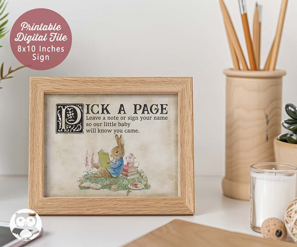 Classic Storybook Themed Baby Shower Party Sign-Pick A Page and Sign Your Name