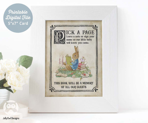 Classic Story Book Themed Baby Shower Party Sign-Pick A Page and Sign Your Name