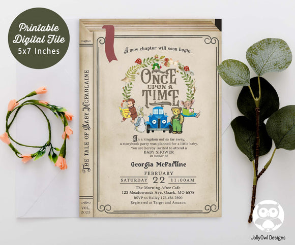 Classic Book - Storybook Themed Baby Shower Invitation - A New Chapter Will Soon Begin