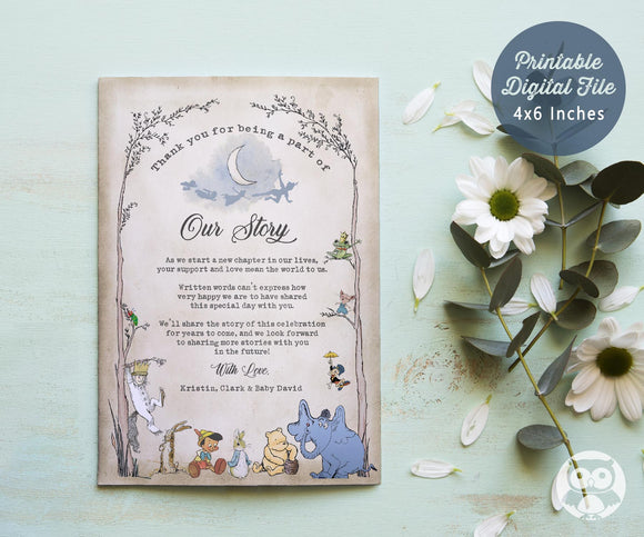 Classic Storybook Themed Baby Shower Thank You Card