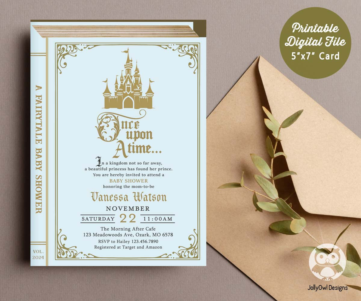 Classic Storybook Themed Baby Shower Invitation-Once Upon A Time-Digital  Printable, image size:1200x1000