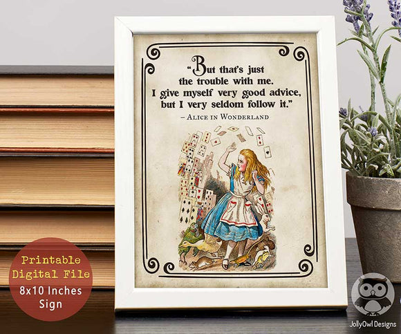 Storybook Book Themed Inspirational Quotes Sign from Classic Children's Book - Alice In Wonderland