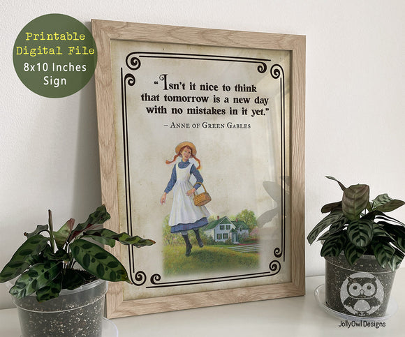 Storybook Book Themed Inspirational Quotes Sign from Classic Children's Book - Anne Of Green Gables