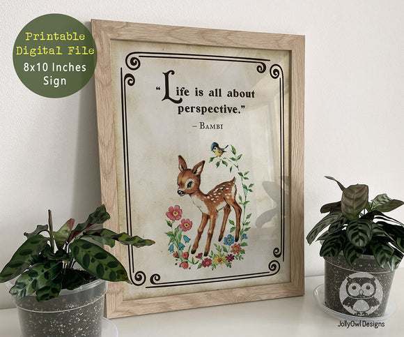 Storybook Book Themed Inspirational Quotes Sign from Classic Children's Book - Bambi