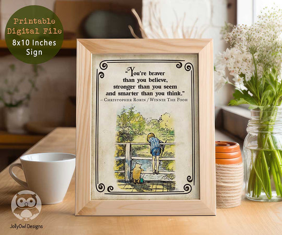 Storybook Book Themed Inspirational Quotes Sign from Classic Children's Book - Christopher Robin-Winnie The Pooh