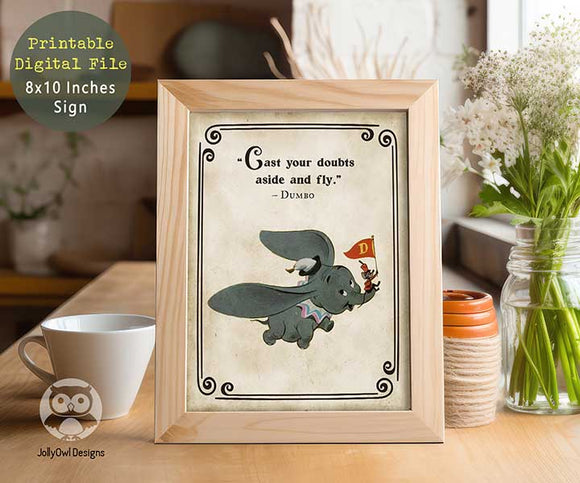 Storybook Book Themed Inspirational Quotes Sign from Classic Children's Book - Dumbo