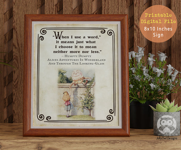 Storybook Book Themed Inspirational Quotes Sign from Classic Children's Book - Humpty Dumpty