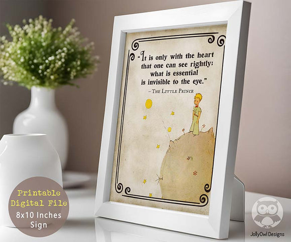 Storybook Book Themed Inspirational Quotes Sign from Classic Children's Book - The Little Prince-Le Petit Prince