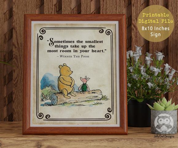 Storybook Book Themed Inspirational Quotes Sign from Classic Children's Book - Winnie The Pooh