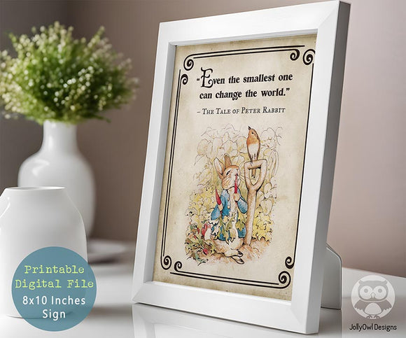 Storybook Book Themed Inspirational Quotes Sign from Classic Children's Book - Peter Rabbit