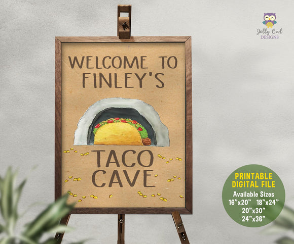 Dragons Love Tacos Birthday Party Welcome Sign Taco Cave - Personalized