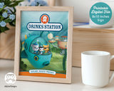 Octonauts Drinking Station Sign Printable | Under the Sea Birthday Party Drink Table Decor | Kids Ocean Adventure Party - Jolly Owl Designs