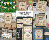 Book Themed Baby Shower Invitation & Decor Set - Thank You card, Welcome Sign, Banner, Diaper Raffle & Books for Baby