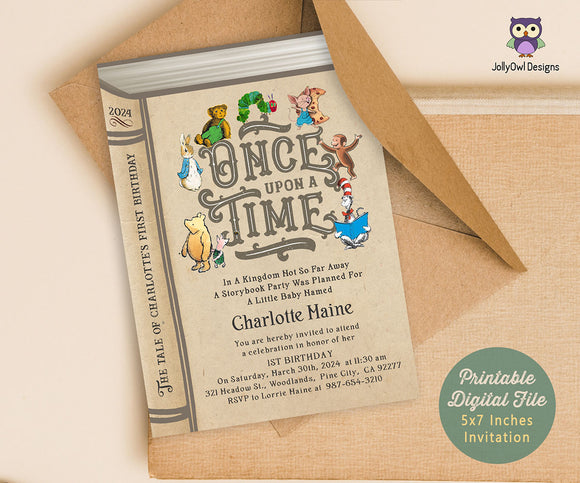 Storybook Themed Birthday Party Invitation - Once Upon A Time